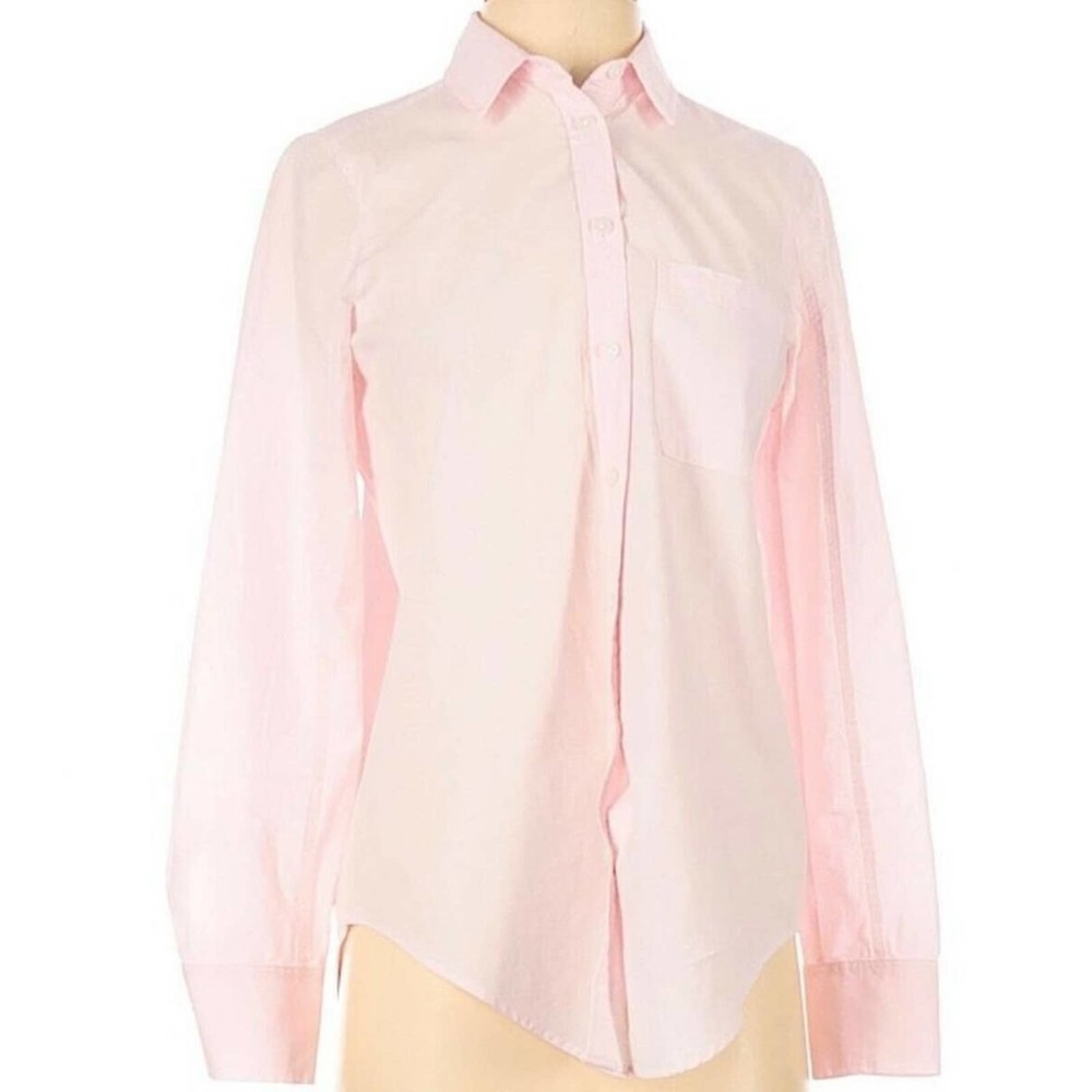 Athleta Blouse Button Down Top Shirt collared Lightweight Blush Pink Sz XXS